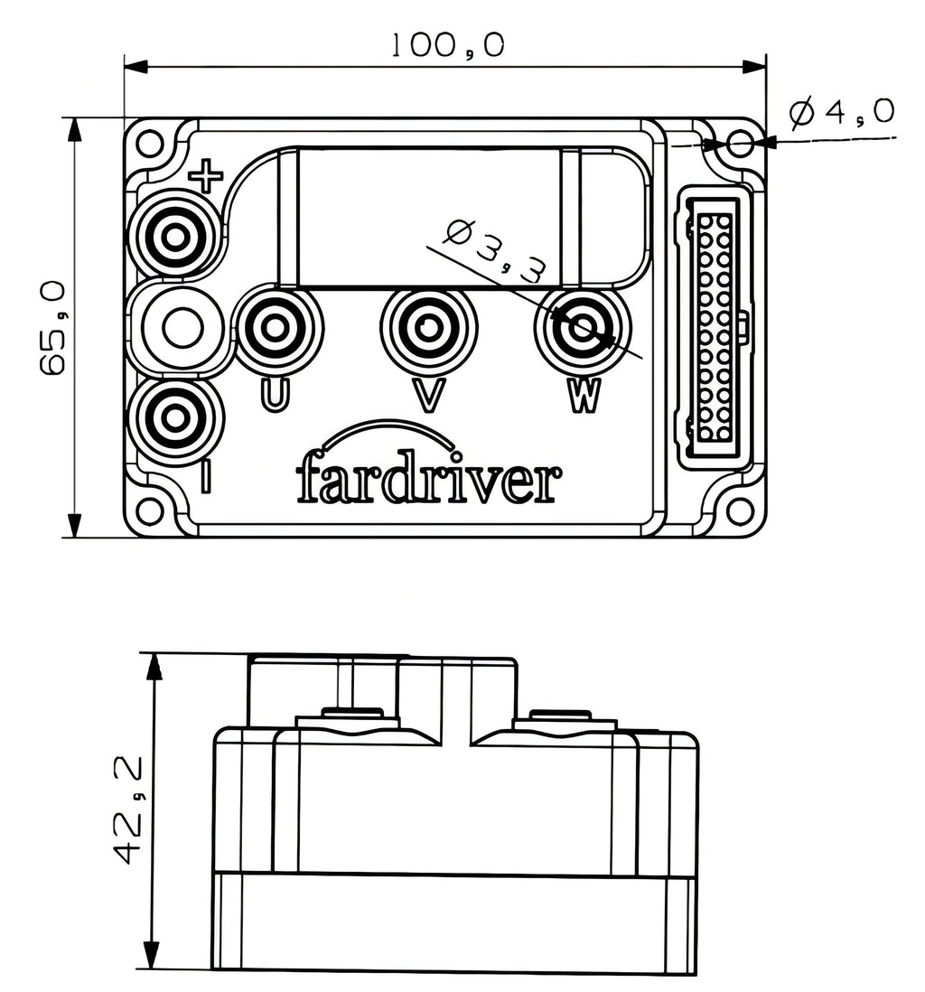 Fardriver ND72260 MiNi12 72V 260A BLDC Hall Sensor Programmable Small Controller For 1500W Electric Motorcycle Scooter