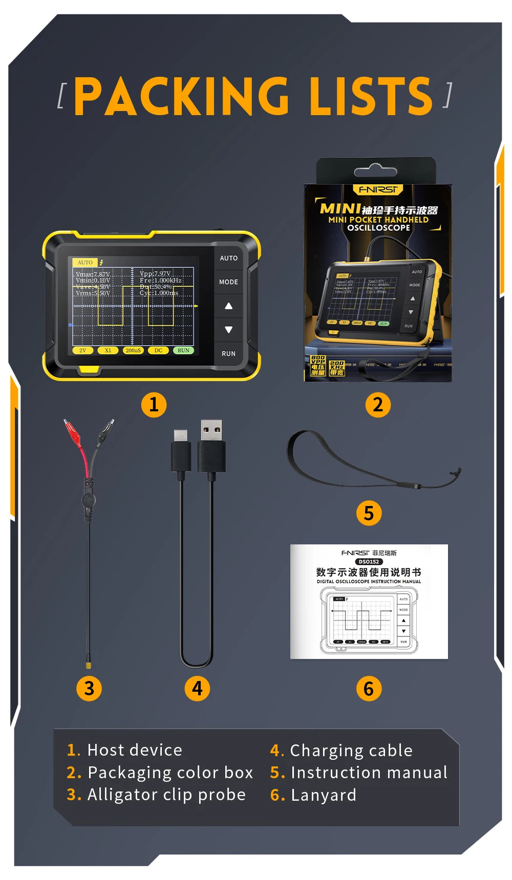 FNIRSI DSO152 TC3 Handheld Digital Oscilloscope With 200KHz/500kHz Bandwidth Supporting LCR Detection Signal Generator PWM Outpu
