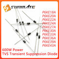 50PCS P6KE18A P6KE20A P6KE22A P6KE24A P6KE27A P6KE30A P6KE33A P6KE36A P6KE39A P6KE43A DO-15 TVS transient suppression diode