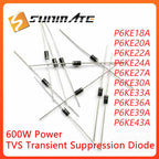 50PCS P6KE18A P6KE20A P6KE22A P6KE24A P6KE27A P6KE30A P6KE33A P6KE36A P6KE39A P6KE43A DO-15 TVS transient suppression diode
