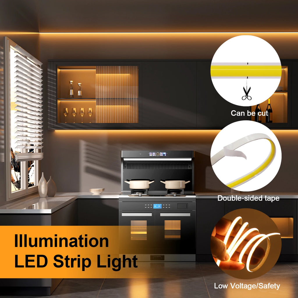 5V USB LED COB Light Strip Touch Dimmer Flexible Diode Tape 5mm 320Leds/m Linear Ribbon Indoor Lighting DIY TV Mirror Backlight
