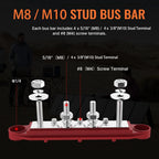 Bus Bar 12V 250A Power Distribution Block 4 X M10 / M8 Studs Marine Bus Bar 12 Volt Battery Busbar Terminal Block for Car Boat