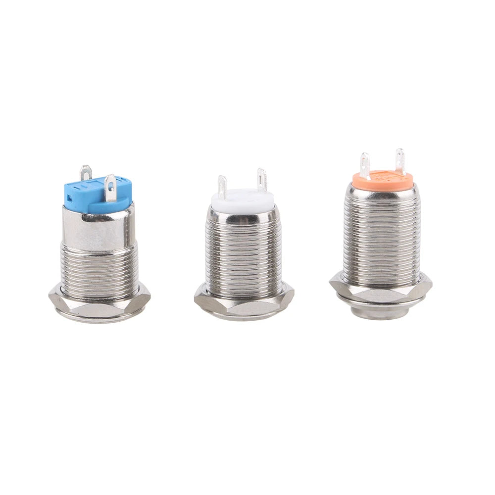 12mm metal push button waterproof nickel plated brass button switch Latching/self-locking/fix high/flat head on-off NO LED