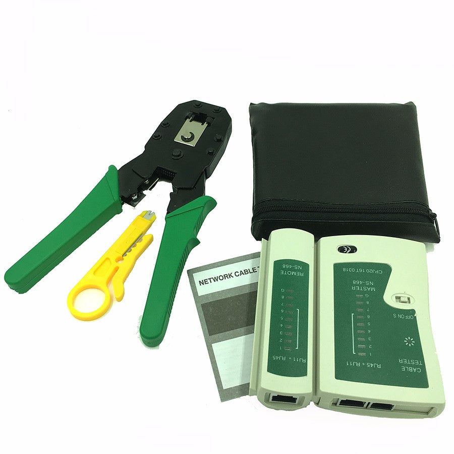 Stripping Crimping Pliers Network Cable Clamp Pliers+Professional Network Cable Tester RJ45 RJ11 RJ12 CAT5 UTP LAN Hand Tool Set