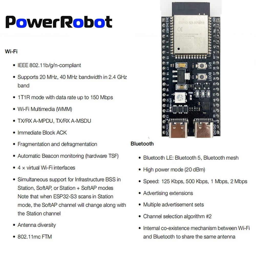 ESP32-S3 Wifi BT Module Development Board 44Pin Type-C for Arduino IDE ESP32-S3-WROOM1 N16R8 N8R2 ESP32 S3 16MB Flash 8M PSRAM