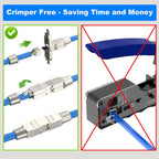 ZoeRaxTool-Free RJ45 Coupler Shielded, Tool Less Ethernet Cable Extender PoE+ for Cat7/Cat6a/Cat6 Network Cables, Silver