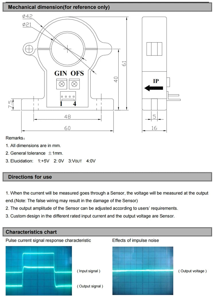 Split Core Current Transducer Hall QNHCK1-21 30A 50A 100A 200A 2.5V2V Current Sensor Hall Effect DC Current Transformer Clamp CT