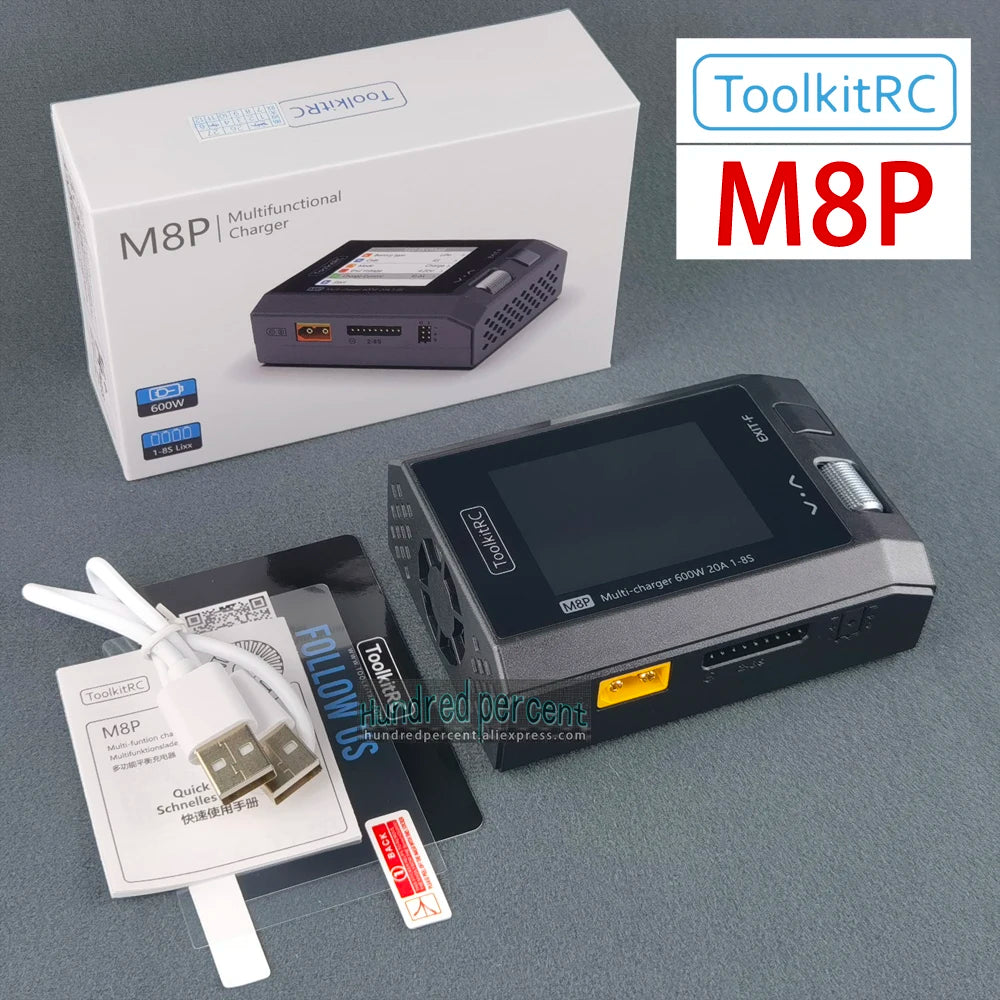 ToolkitRC M8P Intelligent Charger 1-8S 600W 20A Remote Control Car Aviation Model Aircraft Lithium Battery FPV Fast Charging