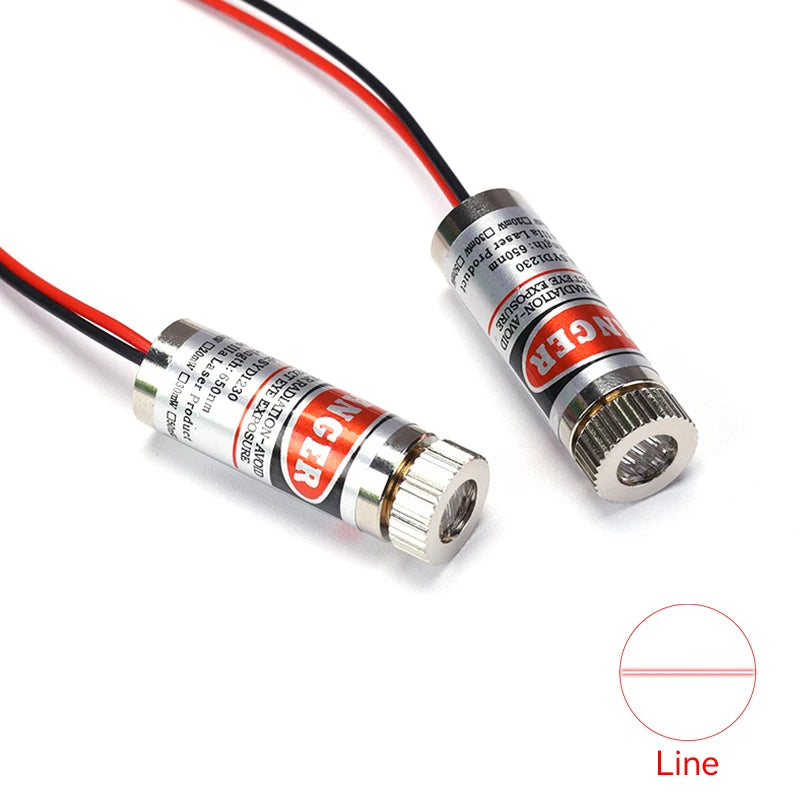 10Pcs/1PC 650nm 5mW Laser Module Head Industrial Class Point/Line/Cross Focusable Glass Lens Adjustable Laser Diode for Industri