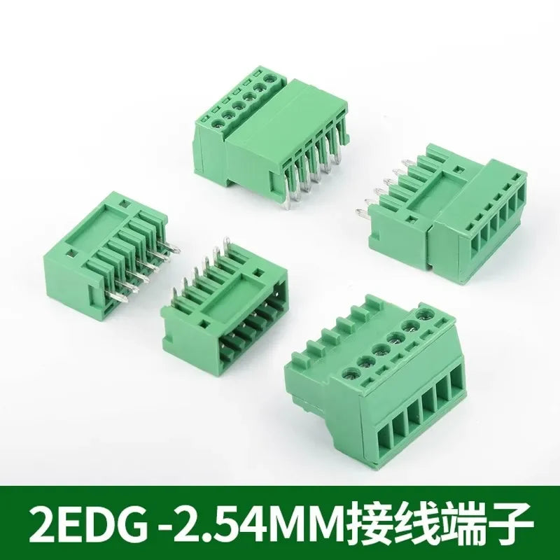10Pairs 15EDG 2.54 mm KF2EDG PCB Screw Terminal Block Connector Right Angle/ Straight Needle Plug Pin Header Socket 2-12 Pin