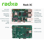 Radxa development board ROCK 3C with 4-core CPU single-board computer, Raspberry Pi alternative