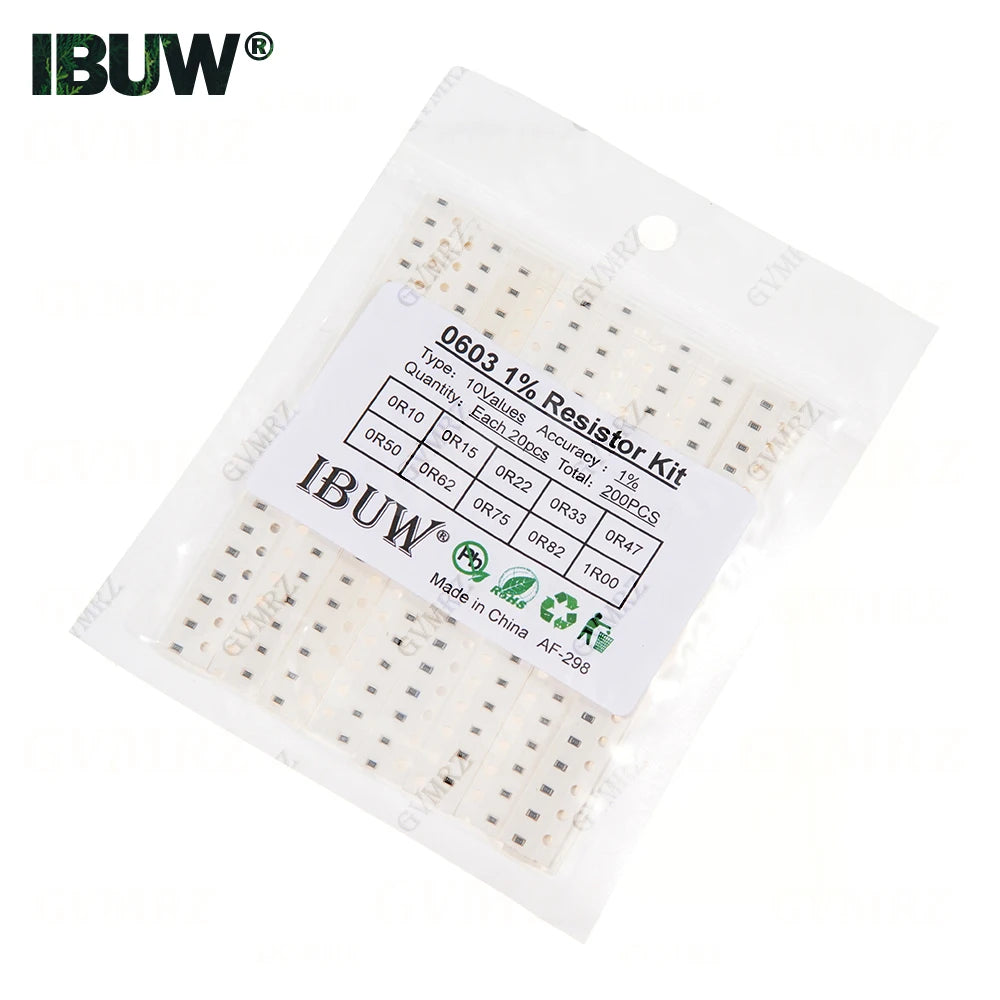 0201 0402 0603 0805 1206 1% 5% SMD Resistor Assorted Kit 1R-1M 10K 100K 1K 100R Resistance Set DIY