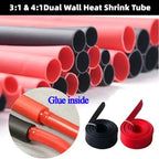 3:1/4:1 Ratio With Glue Dual Wall Heat Shrink Tube 1.6mm - 52mm Adhesive Lined Polyolefin ﻿Wrap Cable Protect Sleeving Black/Red