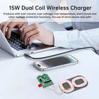 15W dual coil wireless charging module wireless charger PCBA multi-purpose home car equipment wireless charging Type-C interface