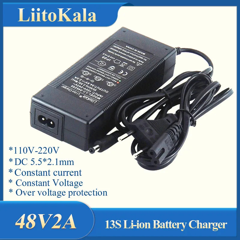 LiitoKala 12V 24V 36V 48V 2A/5A 3S 6S 7S 10S 13S 18650 Lithium Battery Charger 12.6V 29.4V 42V 54.6V DC 5.5*2.1mm
