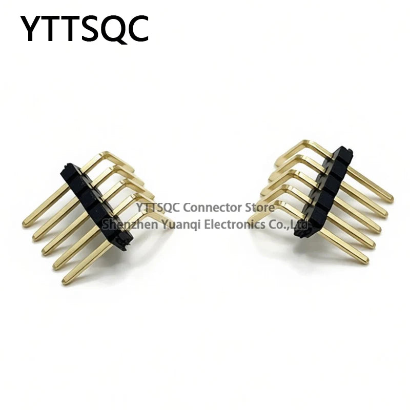 10pcs 1.27mm Single Double Row Right Angle Male Pin Header 5 6 7 8 9 10 25 40 50P RA Pin Header 0.05" PCB Breakaway Golden-Plate