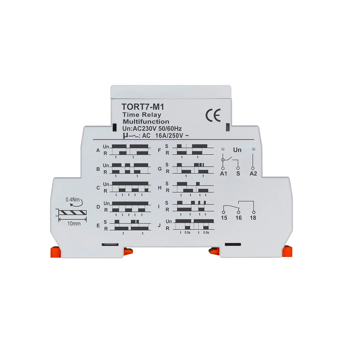 TORT7 Series 10-in-1 Multi-Function Time Relay | ON Delay / OFF Delay / Asymmetric Cycle / Pulse & Interval Timer, 0.1S–10D