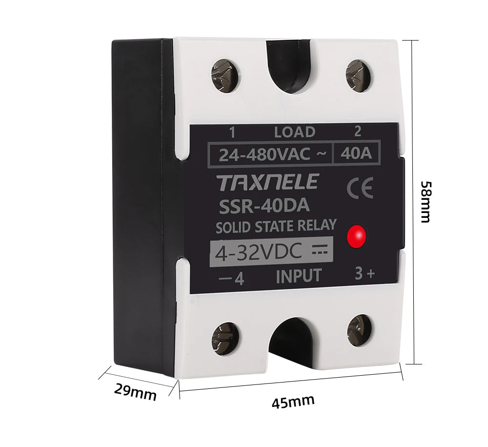 SSR 40DA SSR 25DA 10DA Solid State Relay  DC To AC 4-32VDC Input 24-480VAC Output solid state relay Industrial Single black SSR