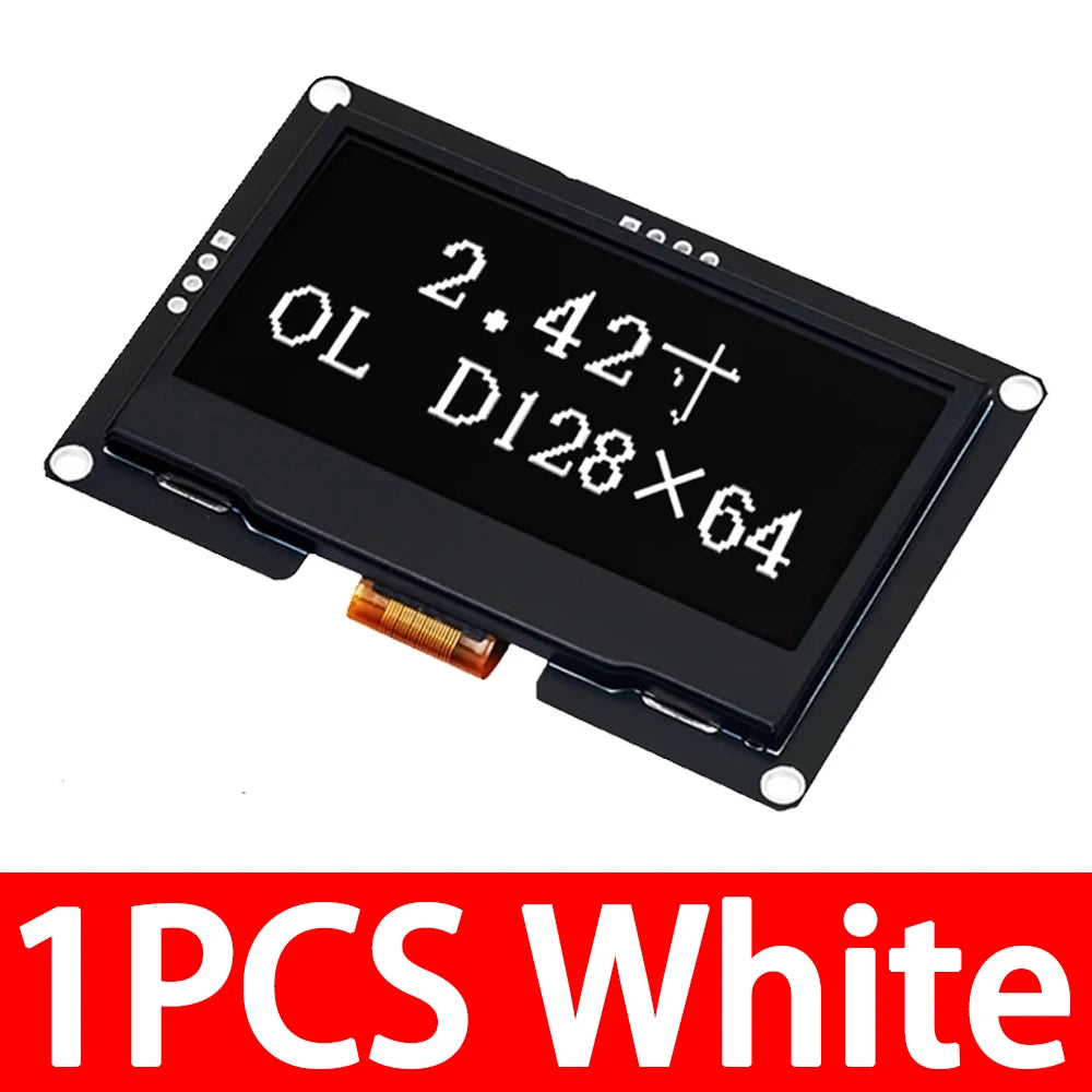GREAT IT  2.42" 2.42 inch LCD Screen White BLUE 128x64 OLED Display Module IIC I2C SPI Serial for C51 SPD0301
