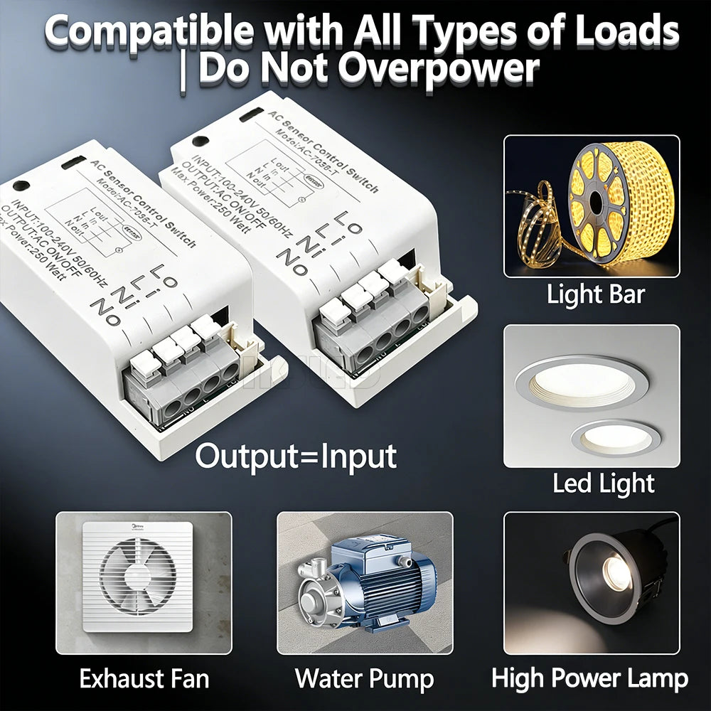 110V 220V 400W Hidden Wooden Touch High-Power 400W Controller for Cabinet, Nightstand, and LED Strip Lights Touch Switch Sensor