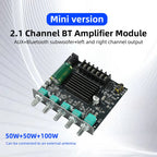MT21 2.1 Channel Bluetooth 5.0 Digital Amplifier Module 100W+50W+50W Subwoofer Audio Board Treble Bass Adjustment AUX Input for Speaker DIY