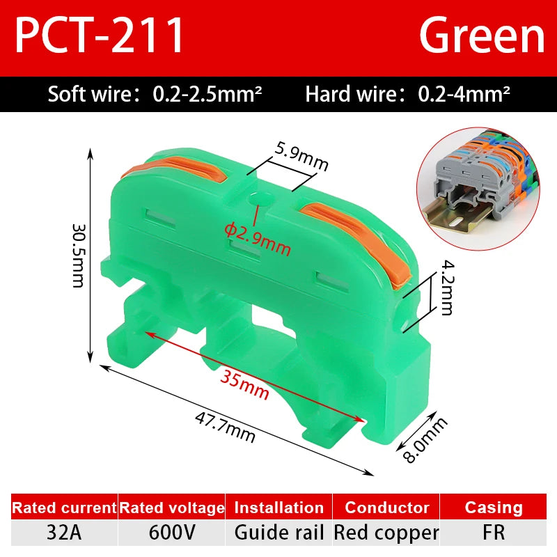 10/20Pcs Din Rail Quick Connector 211 Universal Mini Wire Compact Copper Conductor Cable Push-in Butt 0.08-4mm² Terminal Block