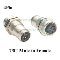 M12 A Code 5Pin Male to Female Converter IP67 Shielded Bulkhead Feedthrough Panel Mount Connector Receptacle 60V 4A for NMEA2000