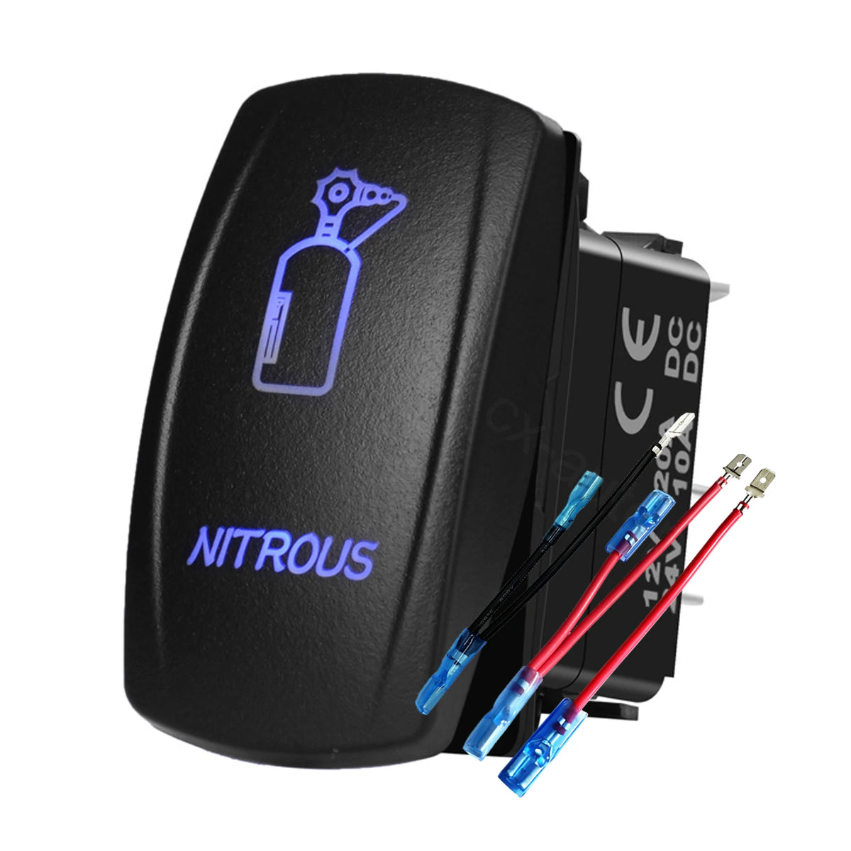 12V 24V Boat Trim Tabs Switch (ON)-OFF-(ON) Momentary Rocker Switch Waterproof Blue Light ON-OFF Toggle Switch With Harness