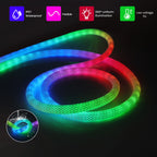 USB WS2812B WS2811 Round Reticulate Neon LED Strip DC 5V 360 Degree Addressable Bluetooth RGBIC Flexible Silicone Tape IP67 Rope