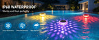 Solar Pool Lights 1/2 Pack, RGB Changing Floating Pool Lights with 10m Remote Control, 4 Dimming, 13 Lighting, Timing Mode, IP68 Waterproof for Inground/Above Ground Pool, Party Decoration