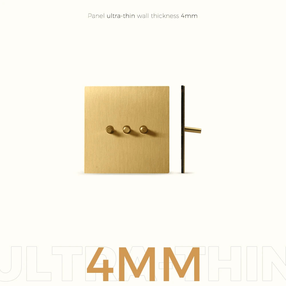 Avoir Metal Panel Toggle Switch 2 Way Gold Copper Lever Wall Power Socket European Plug Usb Type C Charging Port Lighting Dimmer
