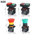 XB4 Double Button Switch with Light 22mm Emergency Stop Button Switch Momentary Self Reset Mushroom Power Push Button Switch 10A