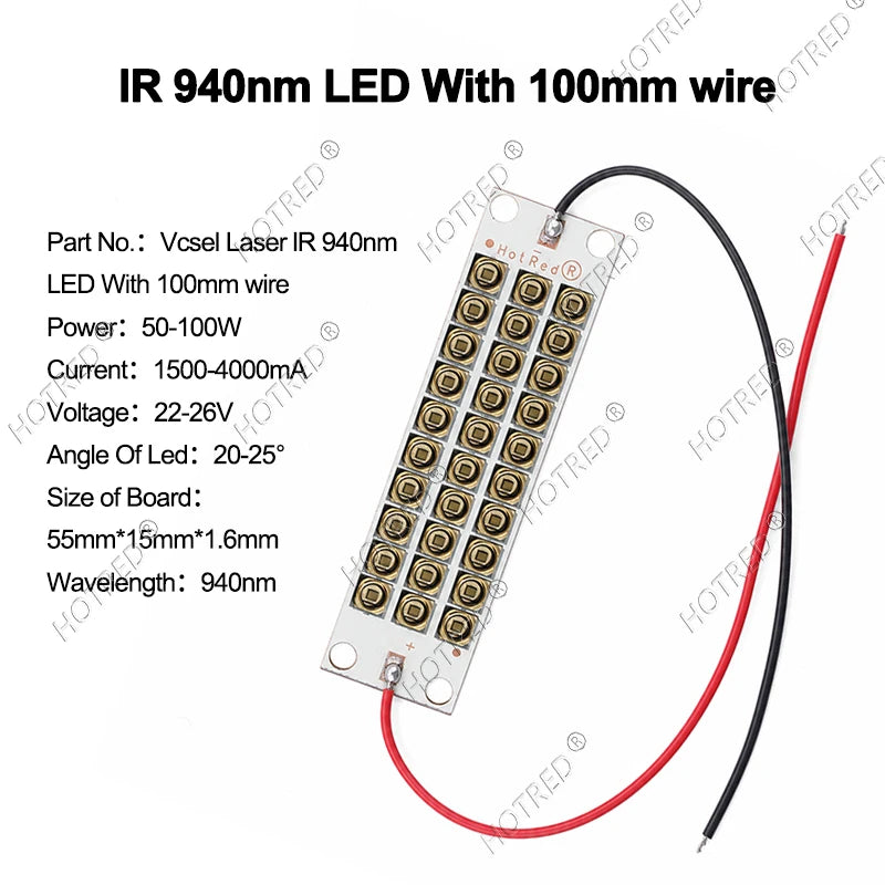 50W 100W IR Led Diode High Power Infrared 3535 Vcsel Laser Chip Beads 808nm 850nm 940nm 980nm 1064nm Lamp Light Sensor Monitorin