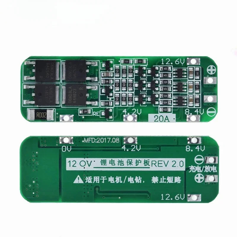 5pcs 3S 20A Li-ion Lithium Battery 18650 Charger PCB BMS Protection Board For Drill Motor 12.6V Lipo Cell Module 64x20x3.4mm