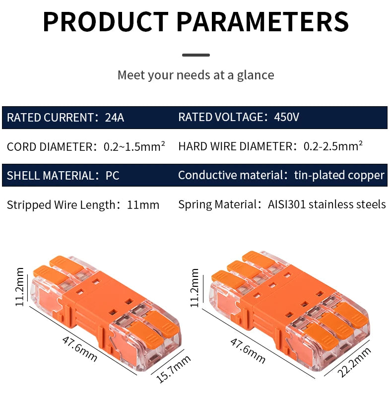 JINH CMK64 Series 18Pcs Mini Quick Connector Universal Compact Push-in Terminal Block Standard Solid Flexible Wires