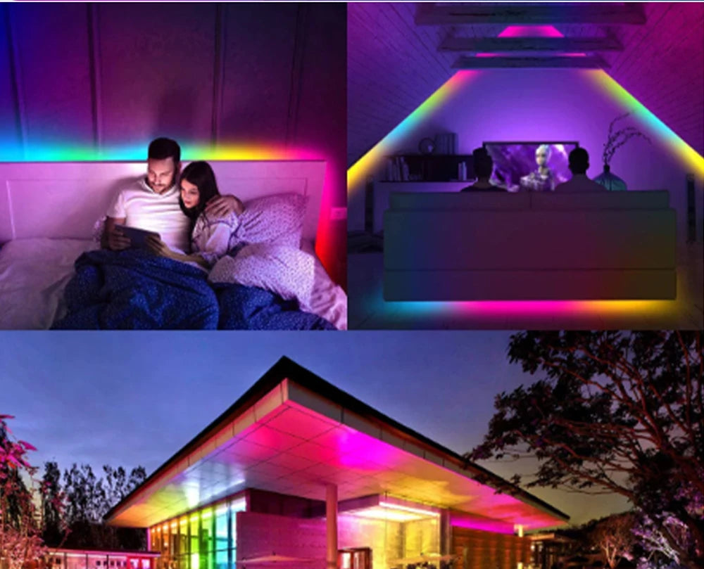WS2811 RGB IC Running Water Flowing Strip Lights DC 24V 5050 60Leds RGBIC Flexible Ribbon RF Touch Remote Control LED Lighting
