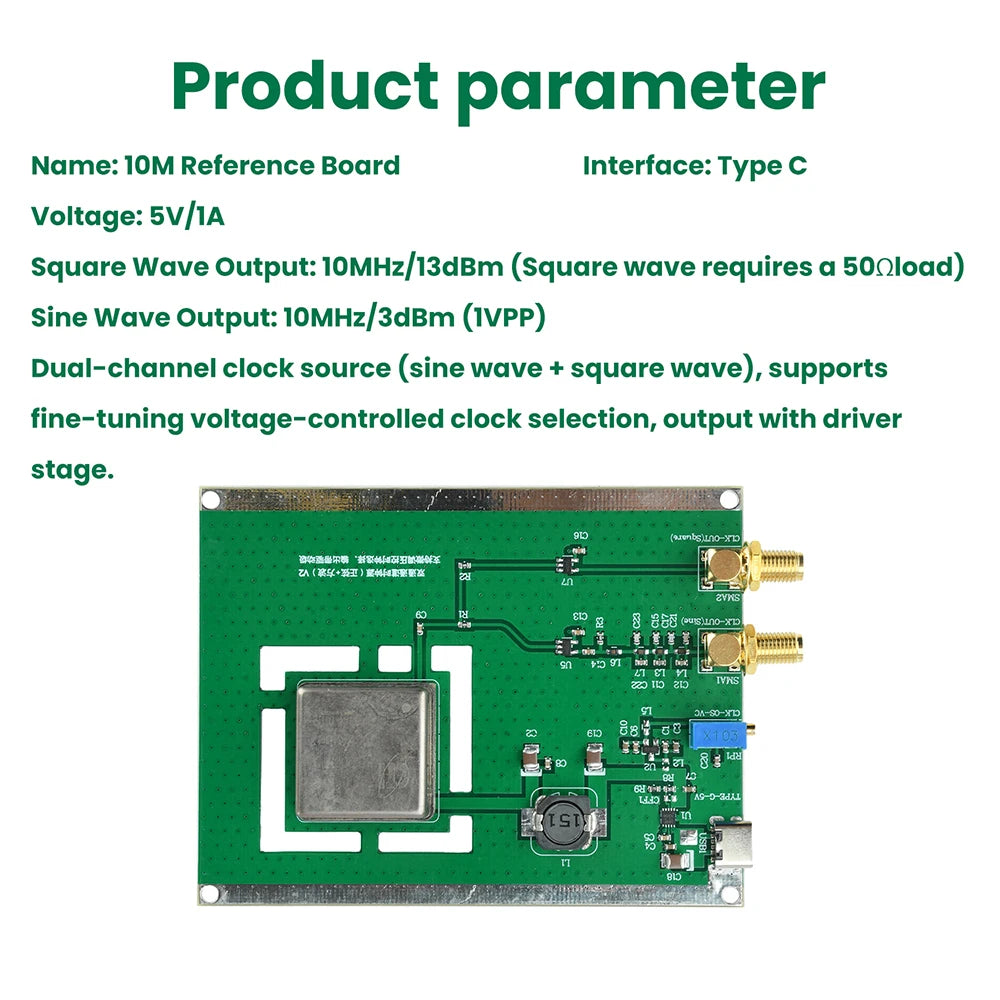 10MHz Sinewave Output OCXO Board Frequency Standard With Shell Type C Cable Stable Constant Temperature Crystal Oscillator