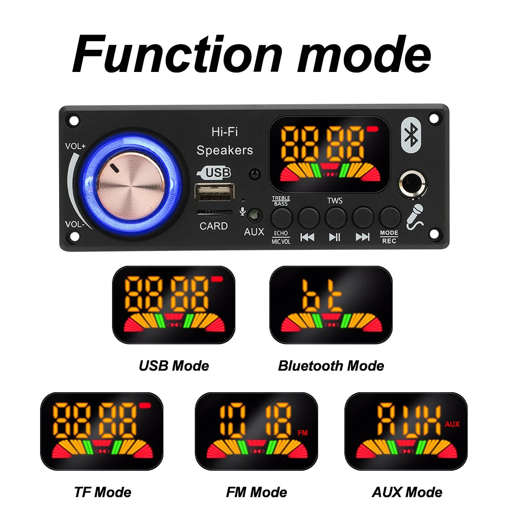 200W DIY Home Digital Amplifier MP3 Decoder Board 100W Audio Power Bluetooth 5.3 FM For Music Subwoofer Speakers Volume Control