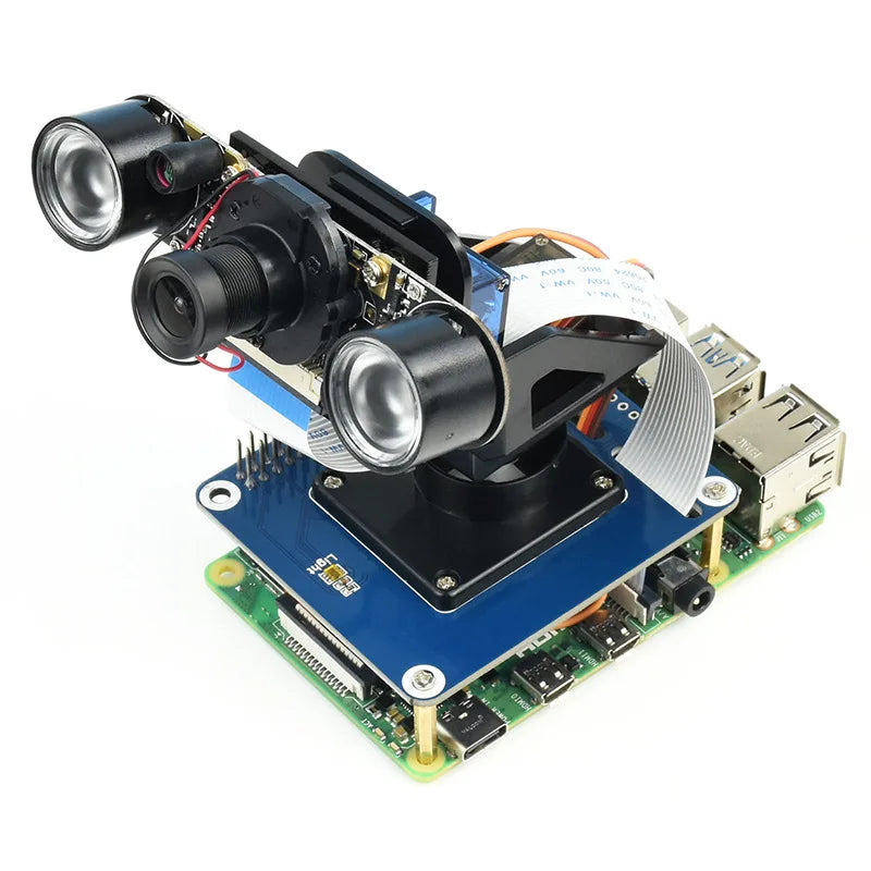 Raspberry Pi 4B 2-DOF Servo Pan-Tilt HAT with PCA9685 PWM & TSL2581 Ambient Light Sensor - for Robotics/Camera Projects