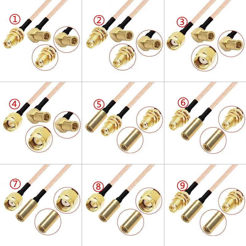 RG316 Coaxial Cable SSMB To SMA Male Female Connector RPSMA To SSMB Right Anlge Crimp for Extension Cable Low Loss Fast Delivery