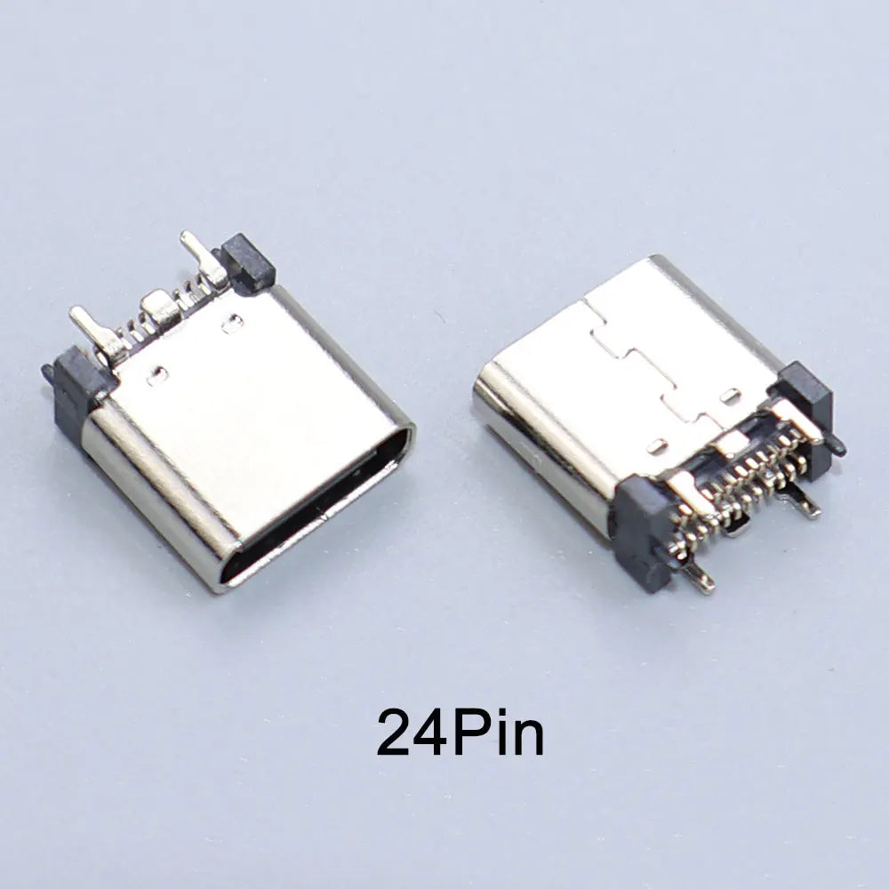 JCD 10PCS 2/6/16/24 Pin Type-C Charging Port USB-C Female Connector Charger Socket PCB Soldering SMD SMT DIY Repair Adapter
