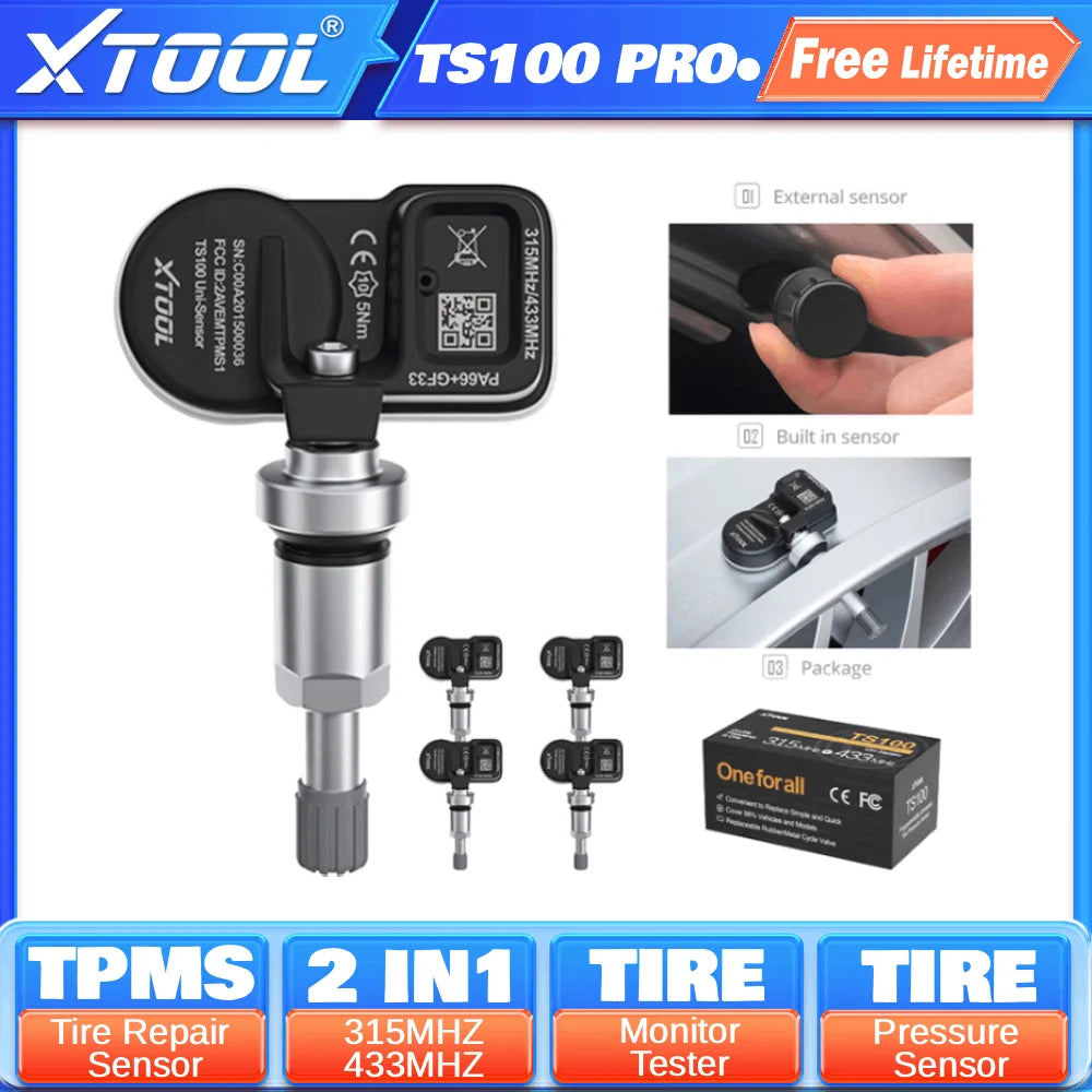 XTOOL TS100 PRO Sensor TPMS Sensor Tire Repair Tools TPMS Pressure Monitor Tester Automotive Tire Pressure Programming Sensors