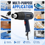 2000W Heat Gun Professional Hot Air Gun Adjustable Temperature 60-600 D 4 Nozzles for DIY Stripping Paint Shrinking PVC and Home