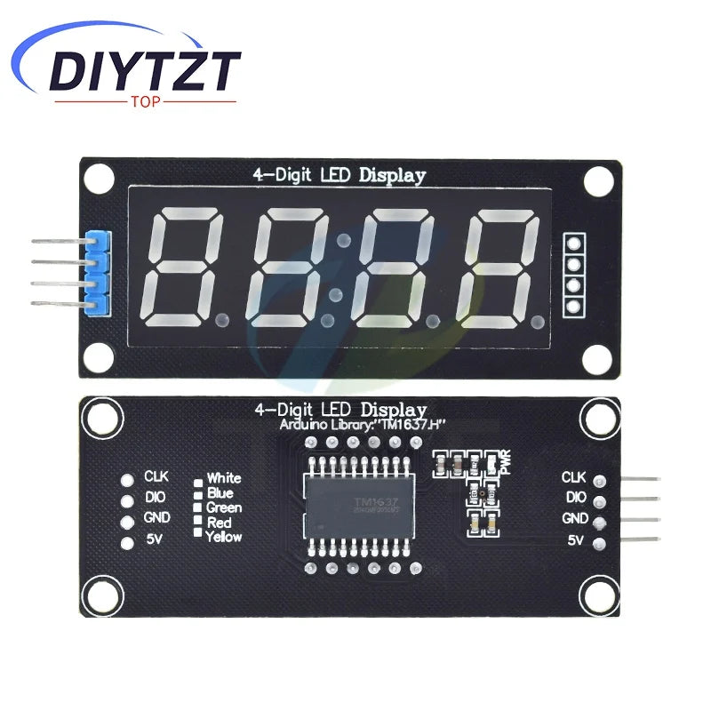 TM1637 LED Display Module for Arduino 4 Digit Tube 7 Segment 0.56 inch Time Clock Indicator Module Red Blue Green Yellow White