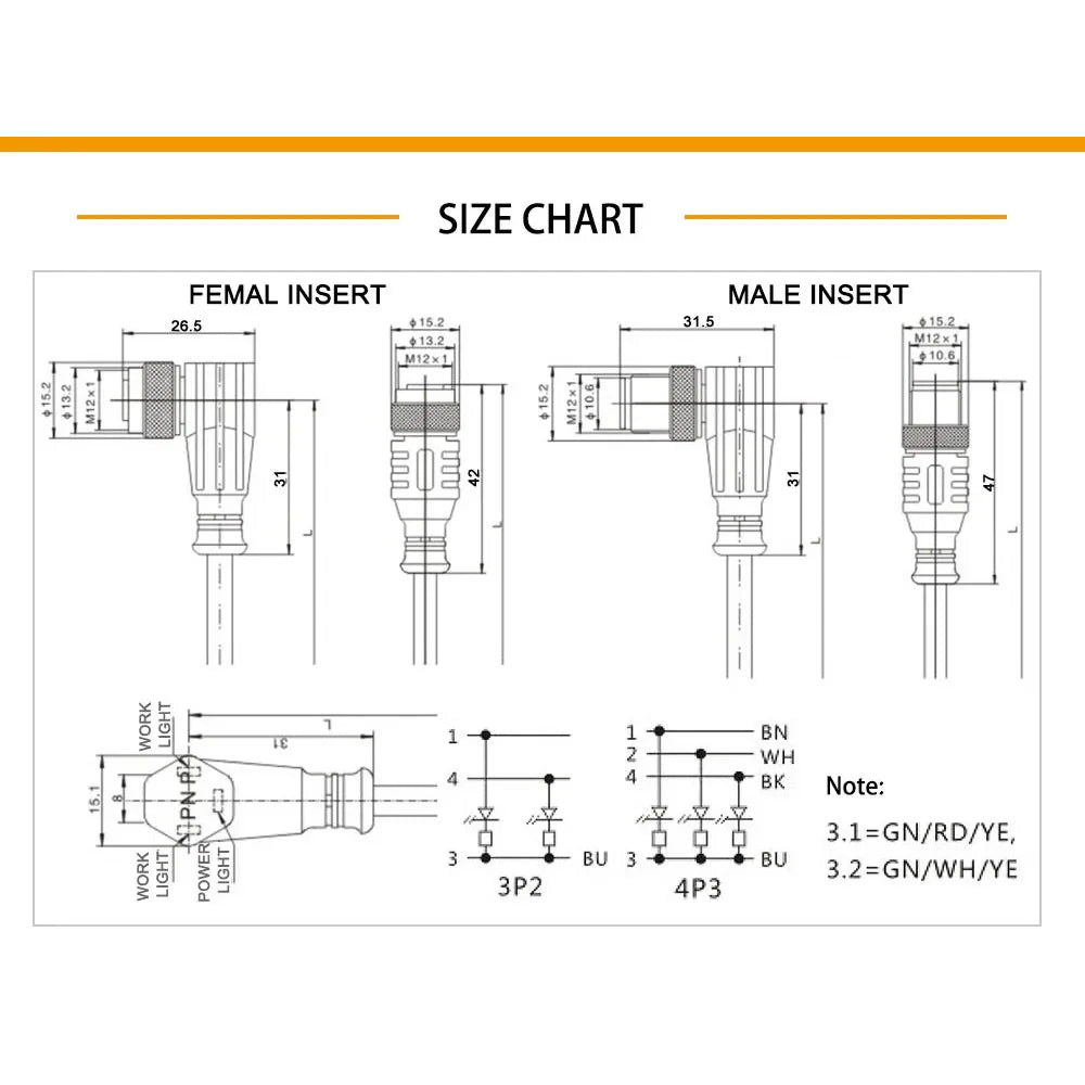 Cloweit M8 3 4 Pins PVC LED IP67 Sensor Cable Connector Type A Socket Plug 2m Waterproof Male&Female Straight Angle Flange