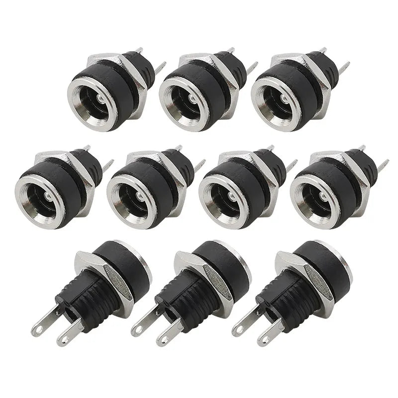 10Pcs 5.5 x 2.1mm DC Power Female Jack Socket Nut Panel Mount Connector Electric Connectors DC-022B DC-099 DC-022K