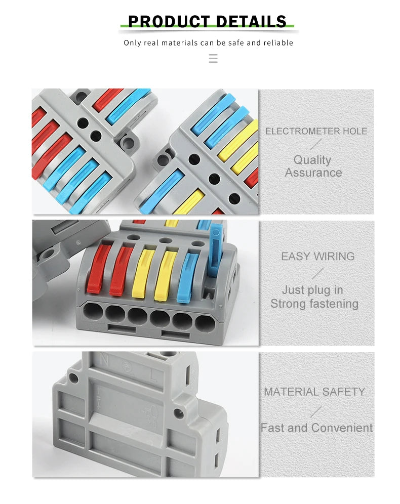 5PCS Wire Connector Multicolour Lever Push-in Electrical Cable Home Connectors LED Junction Box Universal Compact Terminal Block