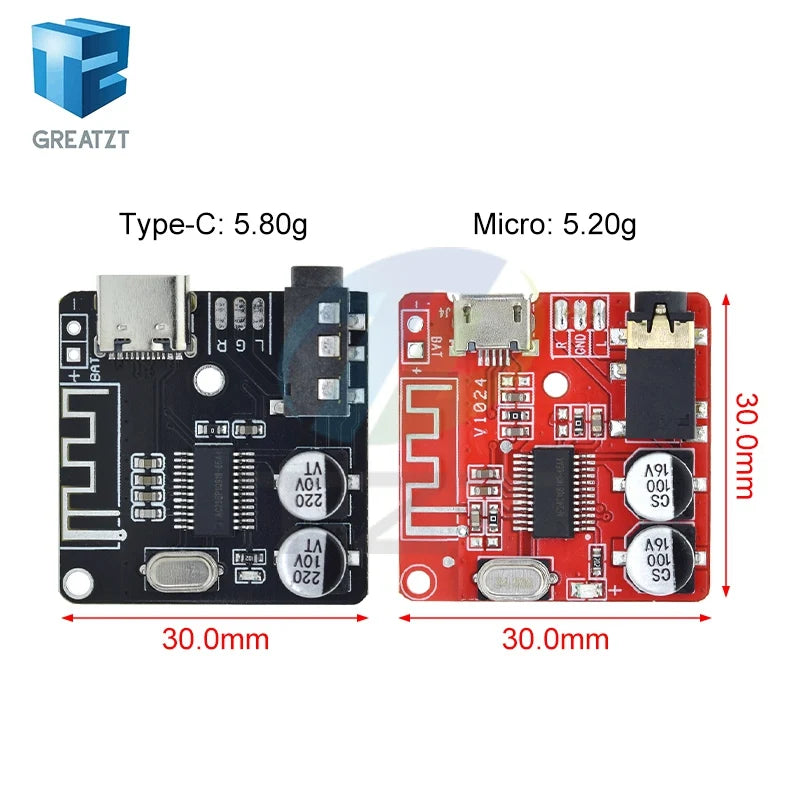 1/5PCS GREATZT DIY Bluetooth Audio Receiver Board Bluetooth 5.0 MP3 Car Audio Board Stereo Music Module 3.7-5V