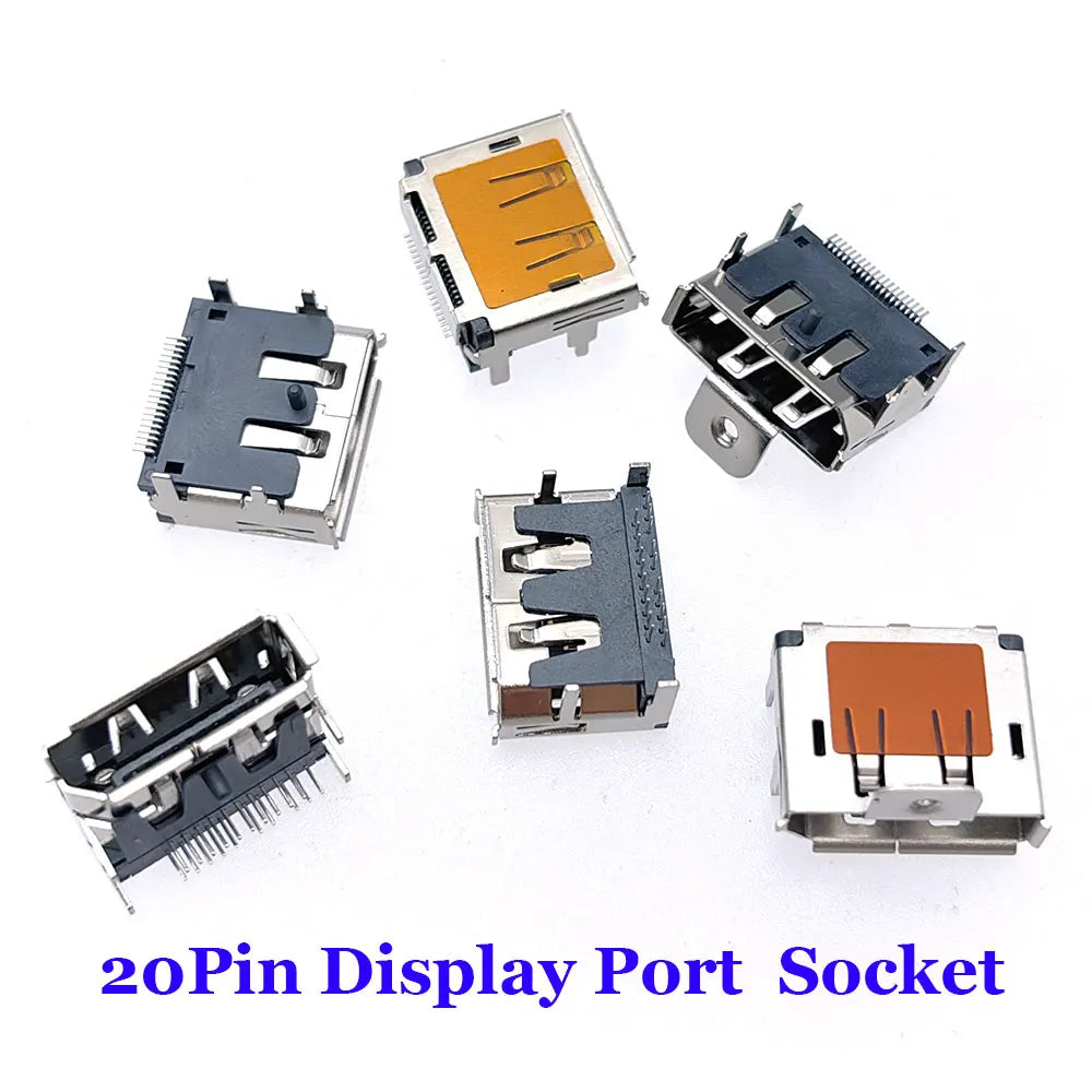 Display Port Socket 20 Pin HDMI Female SMD Socket Interface Connector 90 Degree With Screw Hole Fixed Screw Holes