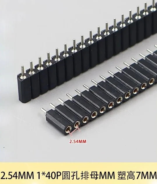 1/5pcs Round Hole Pin Header 1.27/2.0/2.54MM Pitch Row Female/Male Single Row 1x40P / 2x40P Double Row Pin Round Pin Gold Plated